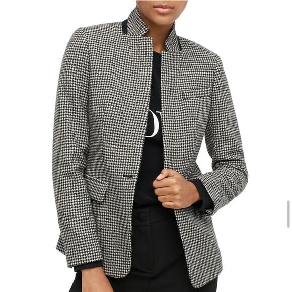 J. Crew Jackets & Blazers - J.Crew Wool Regent Houndstooth Single Button Blazer Jacket Women's Size 2